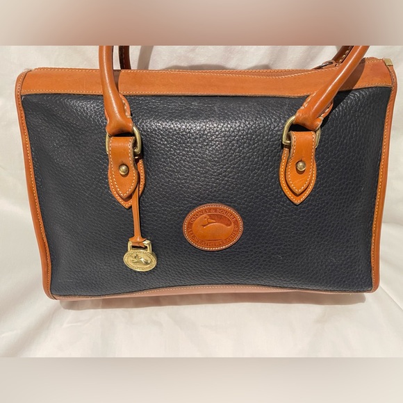 Dooney & Bourke Navy Blue and Brown Leather Hand Bag - Picture 5 of 13
